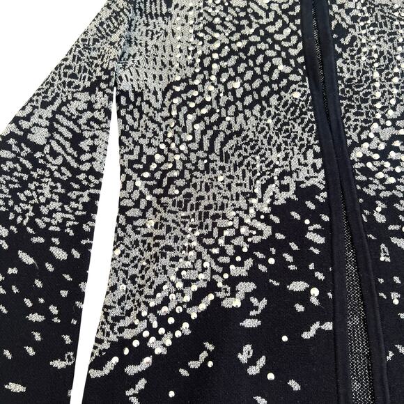 Chico’s EasyWear Metallic Black Open Front Cardigan Sweater 0 (US 4-6) - Picture 5 of 11